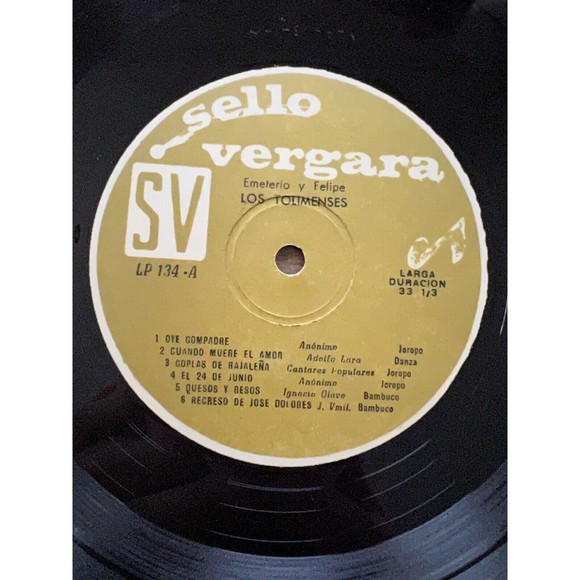 Los Tolimenses Emeterio Y Felipe Sello Vergara LP-134 VG+ Import Columbia - Picture 6 of 8